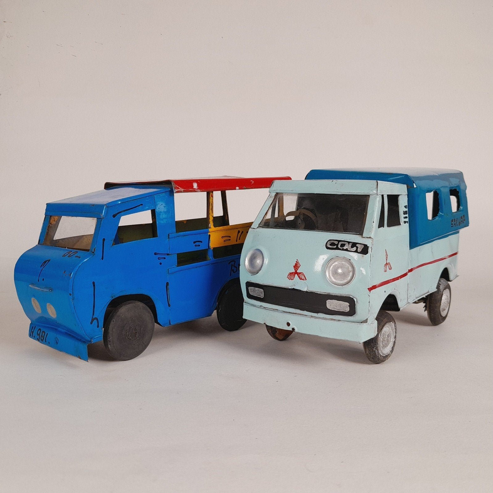 Vintage blikken auto's oa Mitsubishi Colt - volkskunst, Ophalen of Verzenden