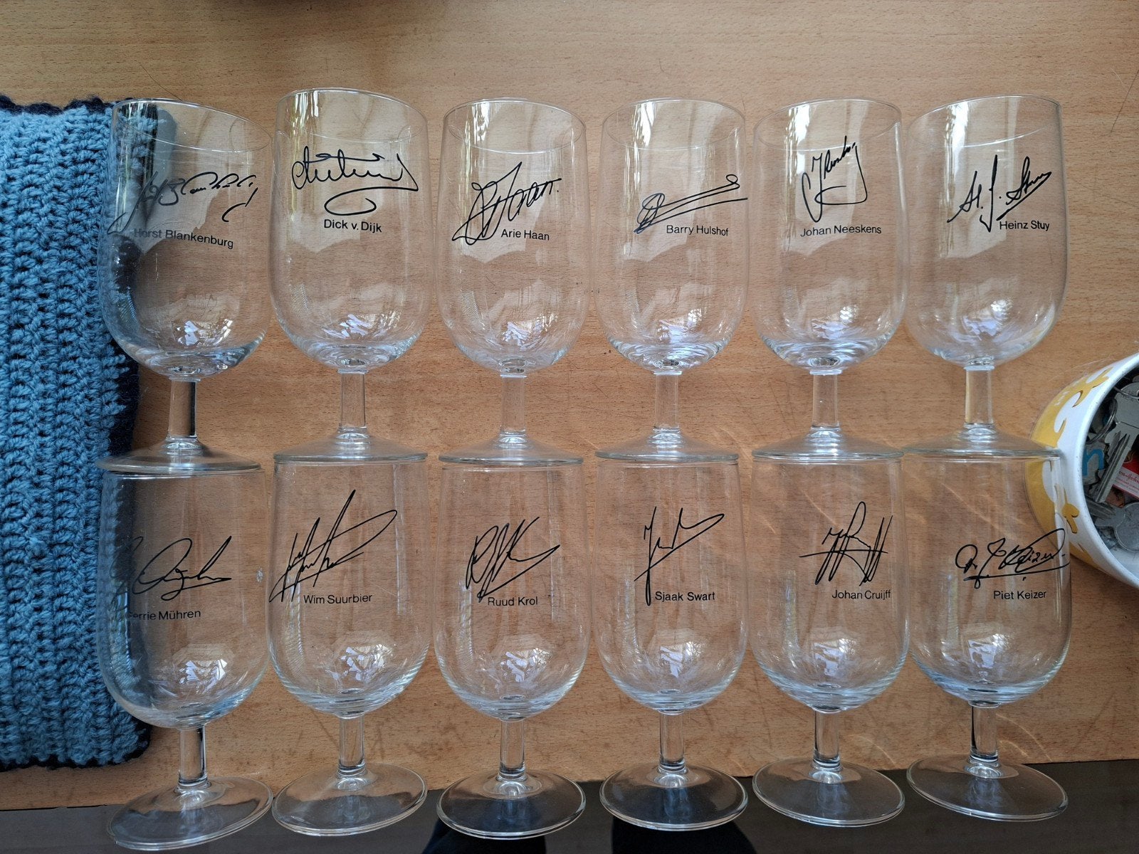 Glazen Ajax met handtekening - jaren 70', Verzamelen, Ophalen of Verzenden, Zo goed als nieuw, Ajax, Overige typen