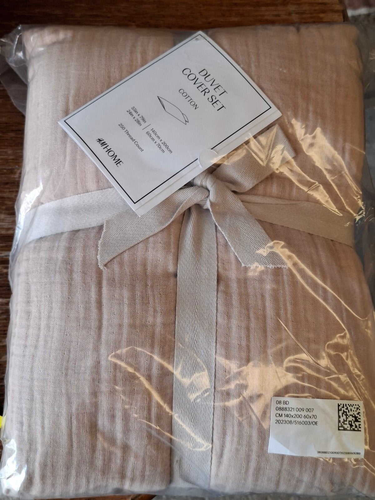 H&M Home Katoenen Dekbedovertrekset - Nieuw, Ophalen, Eenpersoons, Beige, Dekbedovertrek