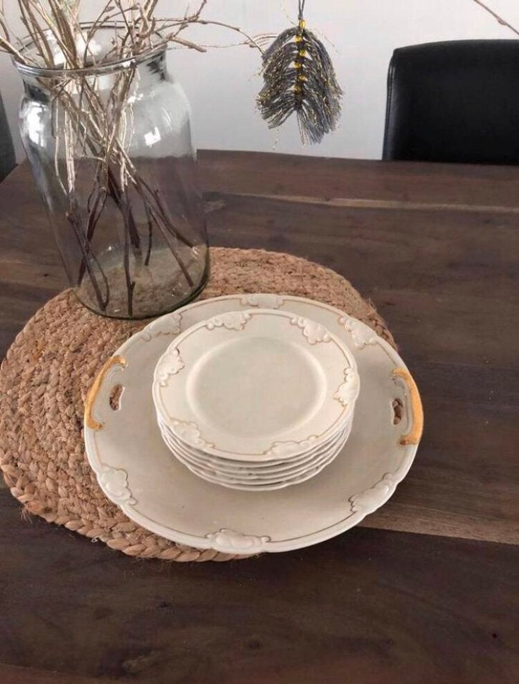 💝 Vintage B DISTINCTION gebakstel taartschaal gebakbordjes, Antiek en Kunst, Ophalen of Verzenden
