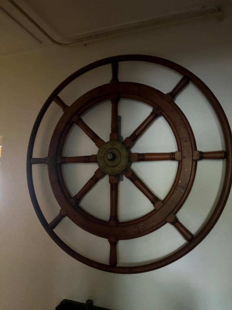 Antiek Scheepsroer - Decoratief Houten Stuurwiel, Ophalen, Gebruikt, Zeilboot, Gebruiksvoorwerp
