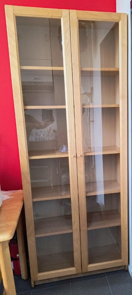 Ikea Billy vitrinekast (beukenkleur), Ophalen, Met plank(en), Gebruikt, 200 cm of meer