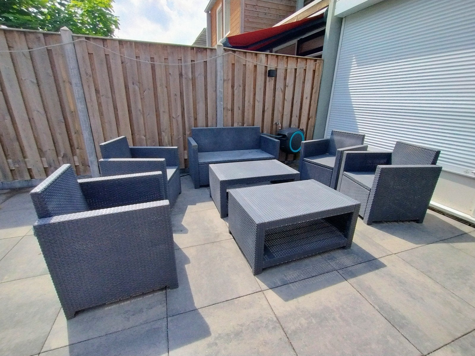 Allibert loungeset, 4 fauteuils, bank en 2 tafels, Ophalen, 4 zitplaatsen, Gebruikt, Bank