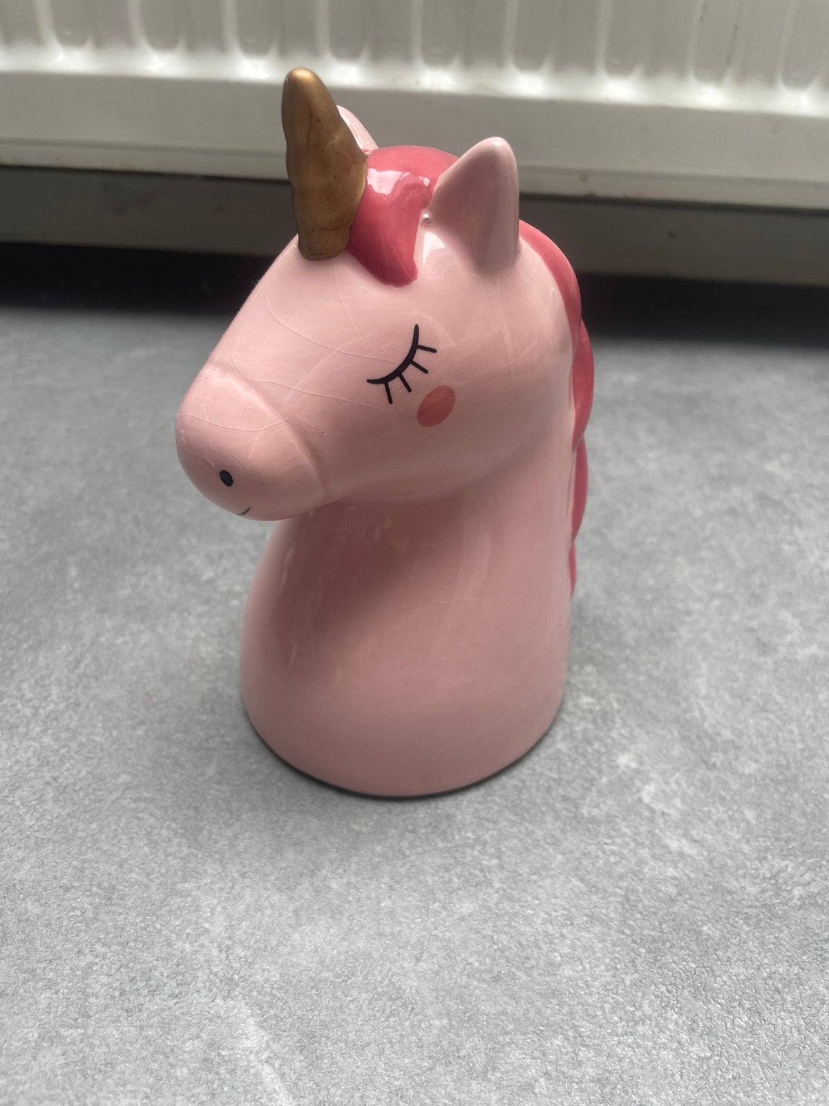 Leuke roze eenhoorn spaarpot, Ophalen of Verzenden, Zo goed als nieuw, Steen, Aardewerk of Keramiek, Dier