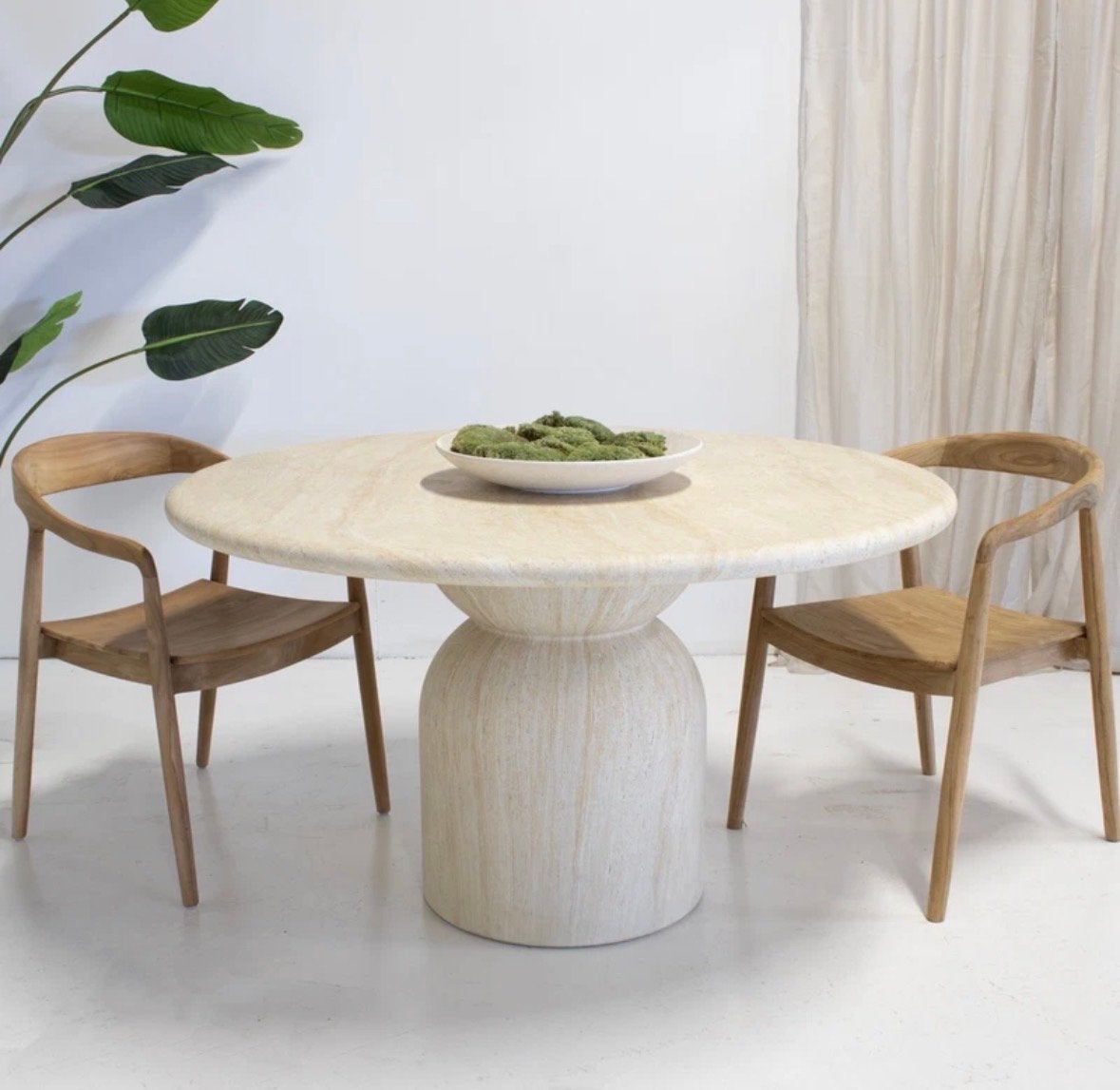 Ronde Travertin Eettafel - Stijlvol en Tijdloos Design, Huis en Inrichting, Overige materialen, 100 tot 150 cm, Rond, Ophalen of Verzenden