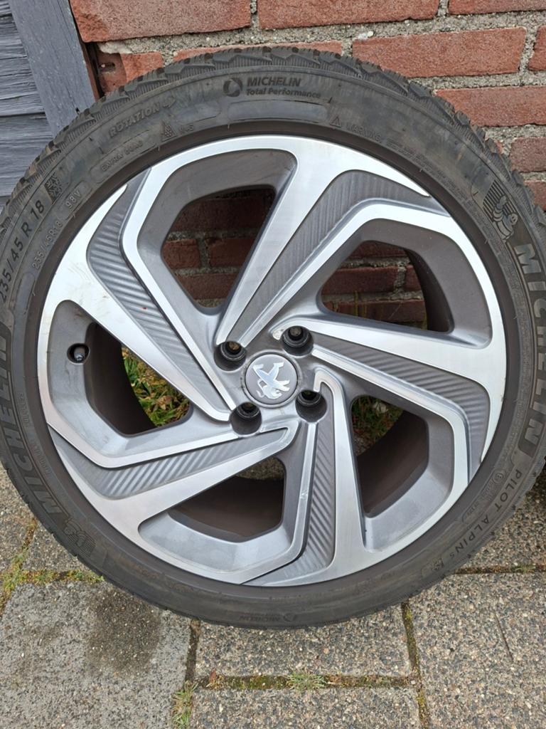 Peugeot 18 inch velgen met Michelin Pilot Alpin 5 winterband, Auto-onderdelen, Banden en Velgen, Ophalen, 18 inch, Gebruikt, Banden en Velgen