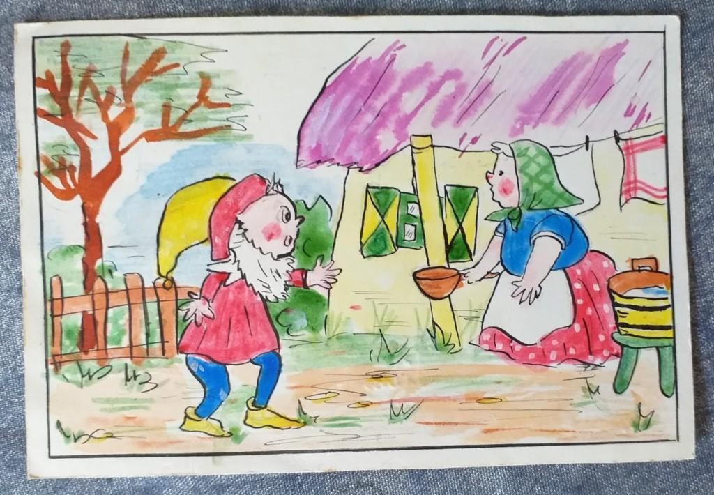 Ansichtkaart tekening kabouter prentje 1956 [5143]  [VeAnAn], Ophalen of Verzenden, 1940 tot 1960, Gelopen, Kinderen
