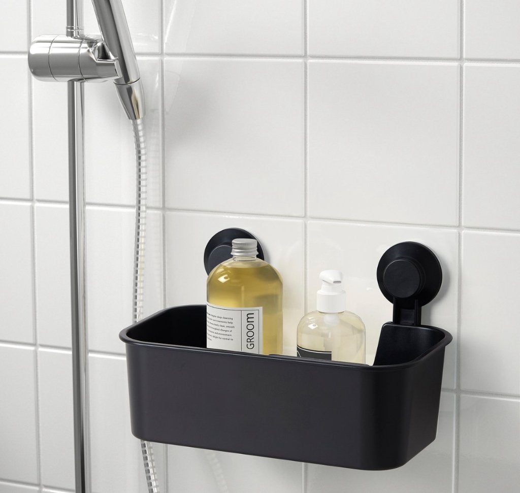 IKEA TISKEN Mand met zuignap, zwart, Ophalen, Zwart