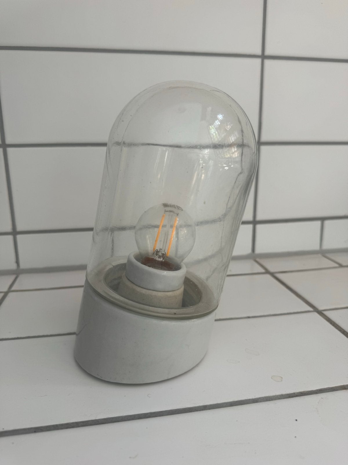 2x Porseleinen Wand/Plafondlamp met Helder Glas (Neef Louis), Wit, Overige merken, Gebruikt, Klassiek