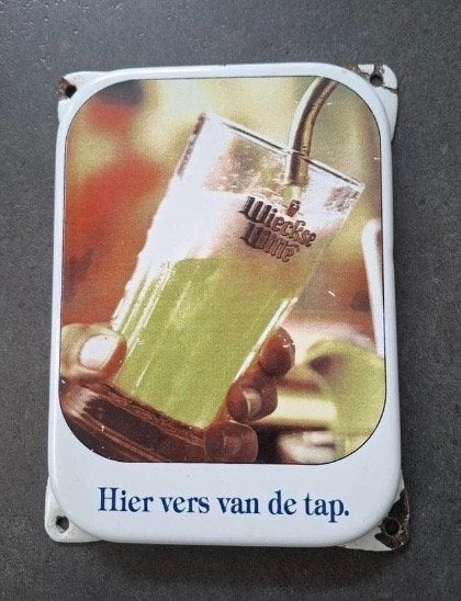 Emaille Bord Wieckse Witte - Ridder Brouwerij 14x10 cm, Ophalen