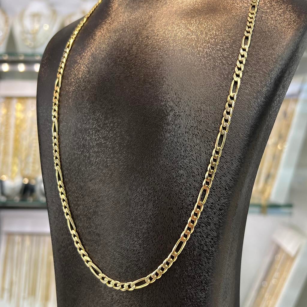 14k gouden ketting figaro schake massief, Ophalen of Verzenden, Zo goed als nieuw, Goud