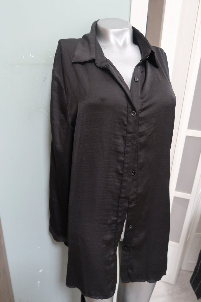 Fransa prachtige satijnlook blouse zwart maat L, Fransa, Zwart, Maat 42/44 (L), Ophalen of Verzenden