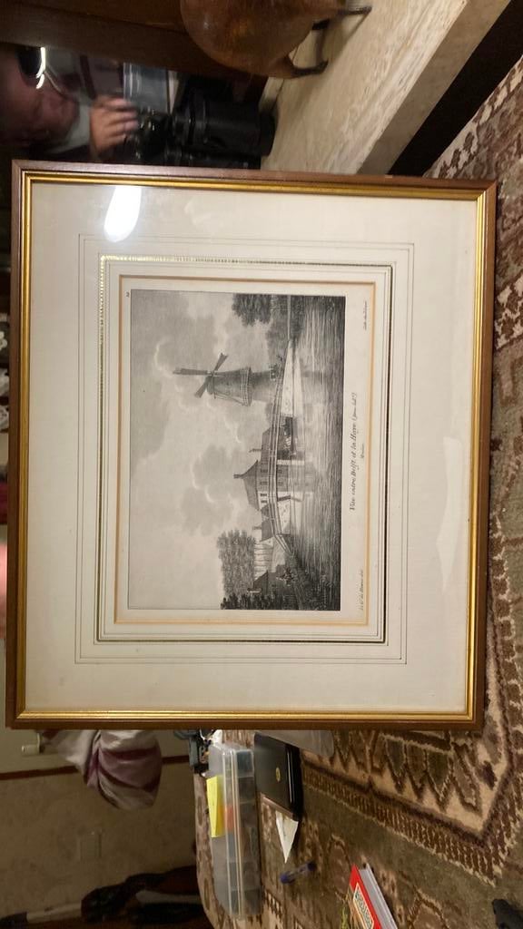 Topografische Litho. Gezicht tussen Delft en den  Haag, Ophalen of Verzenden
