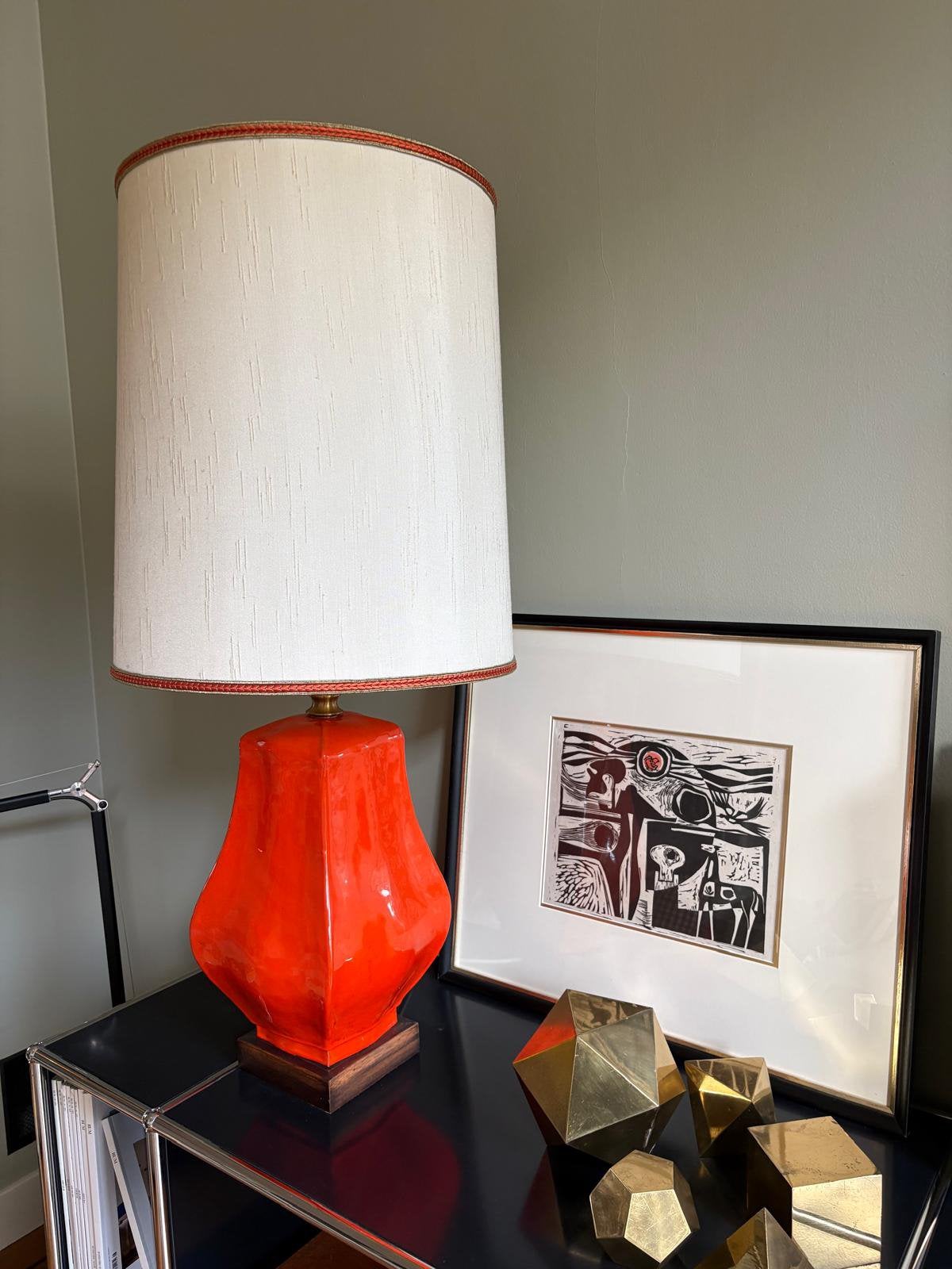XXL SET vintage seventies 70 Italy keramieken oranje lampen, Ophalen, Vintage, Oranje, Keramiek
