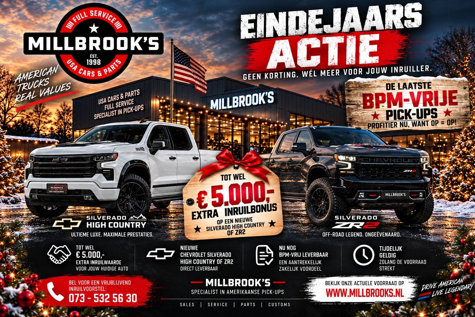 Chevrolet Einde jaars Actie Laatste bpm vrije pick-ups bij M, Auto's, Automatische klimaatregeling, 4 stoelen, Zwart, Leder