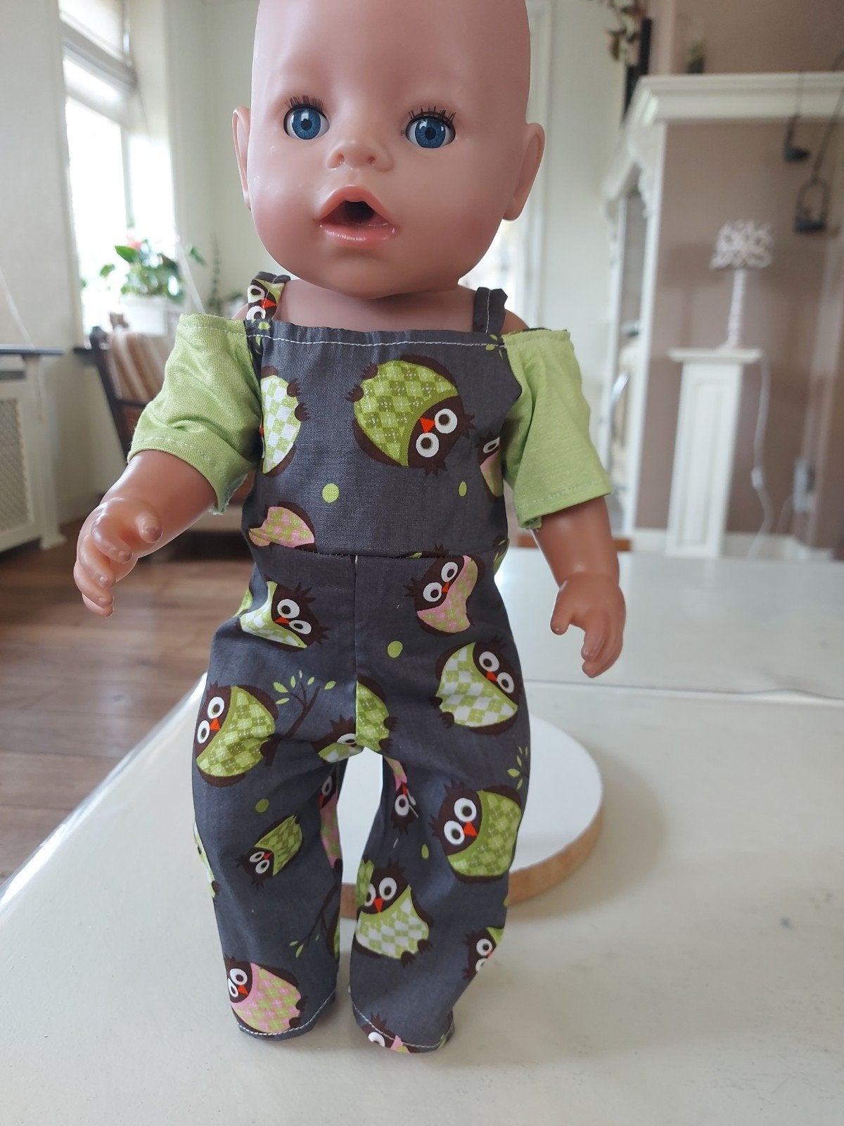 mooie uilen jumpsuit baby born pop 43cm, Ophalen of Verzenden, Nieuw, Babypop