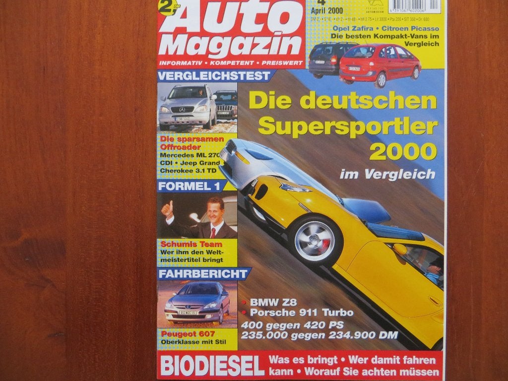 Auto Magazin (april 2000) BMW Z8, Porsche 911 Turbo, Zafira, Ophalen of Verzenden, Nieuw, Porsche
