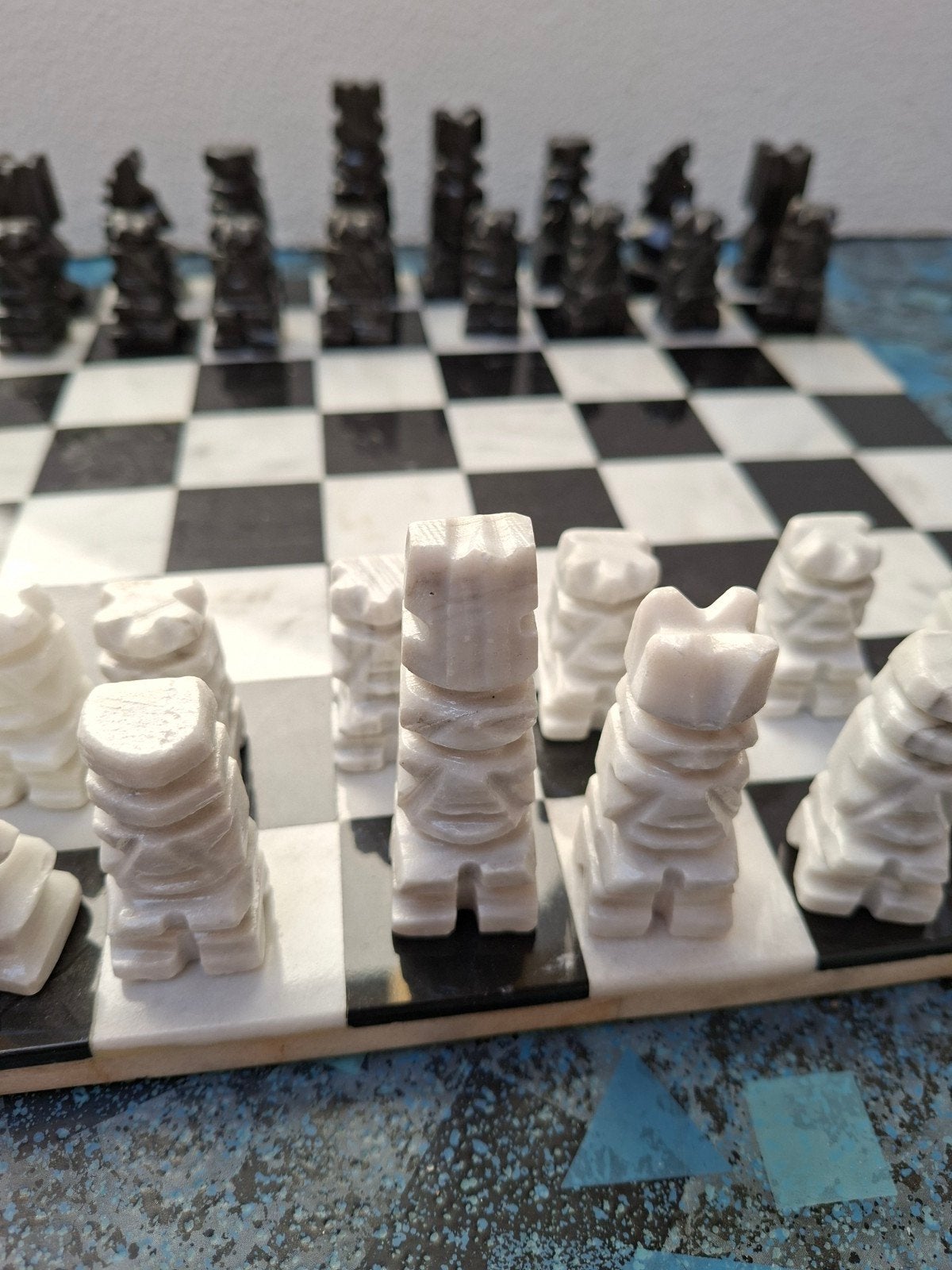 onyx schaakspel handgemaakt, Ophalen of Verzenden, Nieuw, Schaken