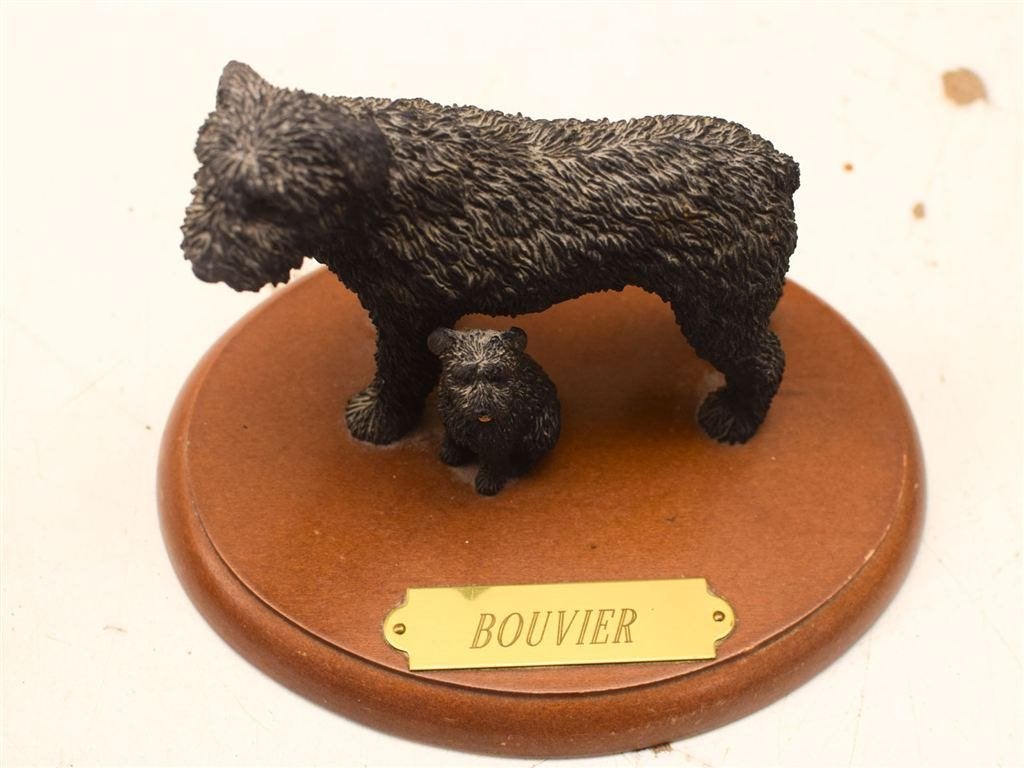 Beeldje van een Bouvier met haar pup 52036, Ophalen of Verzenden, Gebruikt, Mens