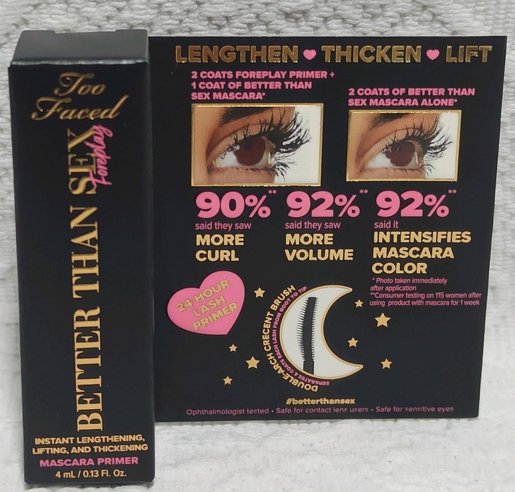 Too Faced Better Than Sex Foreplay Lash Mascara Primer, Ogen, Verzenden, Zwart, Nieuw