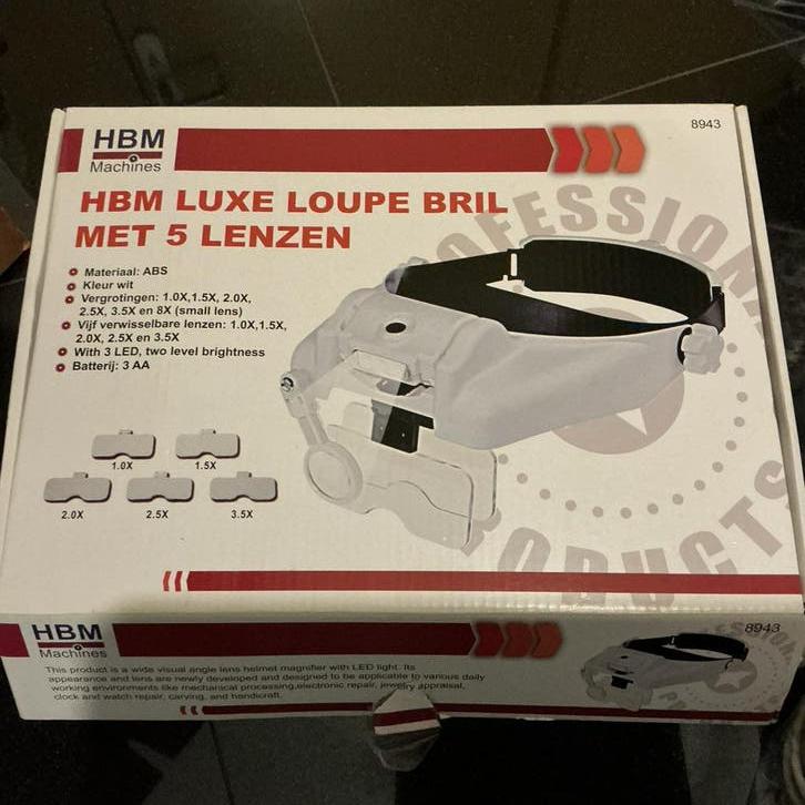 HBM Luxe Loep Bril met 5 Lenzen - Nieuw in Doos, Ophalen of Verzenden, Nieuw, Loeplamp