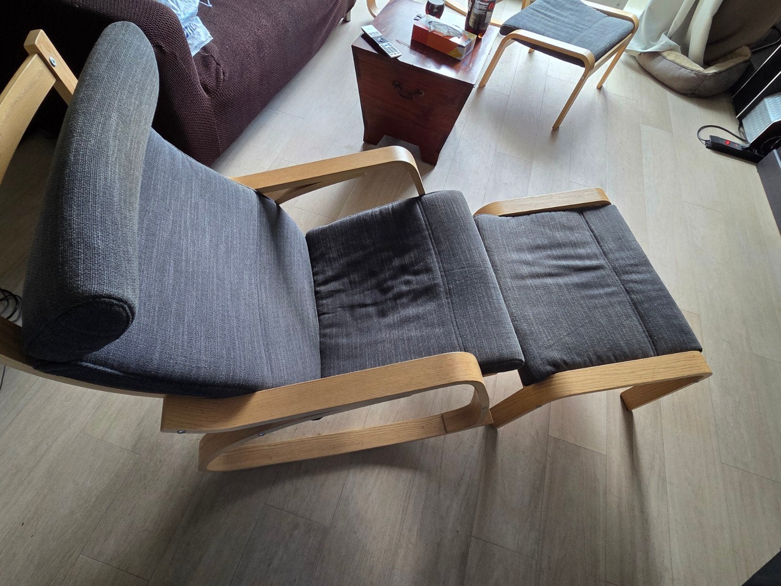 2 IKEA POÄNG schommelstoel met voetenbank - Hillared antrac, Ophalen, Modern, Comfortabel, Gebruikt, Twee