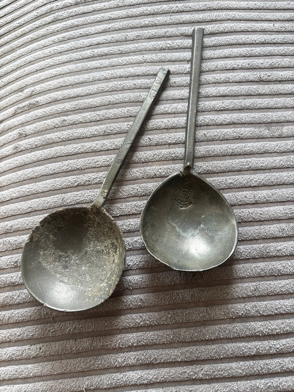 Antieke tinnen pollepels - Set van 2, Antiek en Kunst, Ophalen of Verzenden