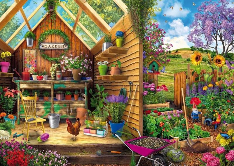 Ravensburger - Kijkje in het Tuinhuisje - 300XL stukjes, Ophalen of Verzenden, Minder dan 500 stukjes, Nieuw, Legpuzzel