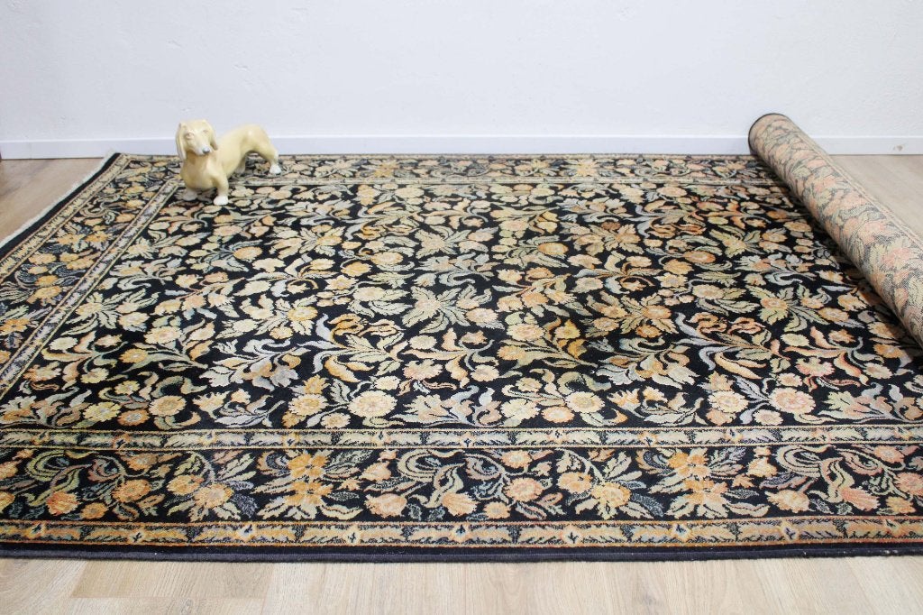 Wollen vintage tapijt - bloemen. Handgeweven Oosters kleed, Ophalen, O, Blauw, O
