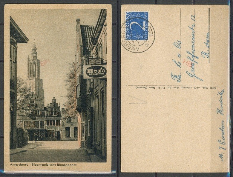 Amersfoort 1953 Binnenpoort  Ansichtkaart m-137 jdu, Verzenden, 1940 tot 1960, Gelopen, Utrecht