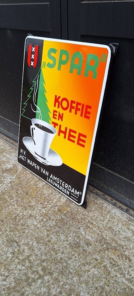 Tof nieuw emaille reclamebord van Spar Koffie en Thee N.V.️, Reclamebord, ., Nieuw, Ophalen of Verzenden