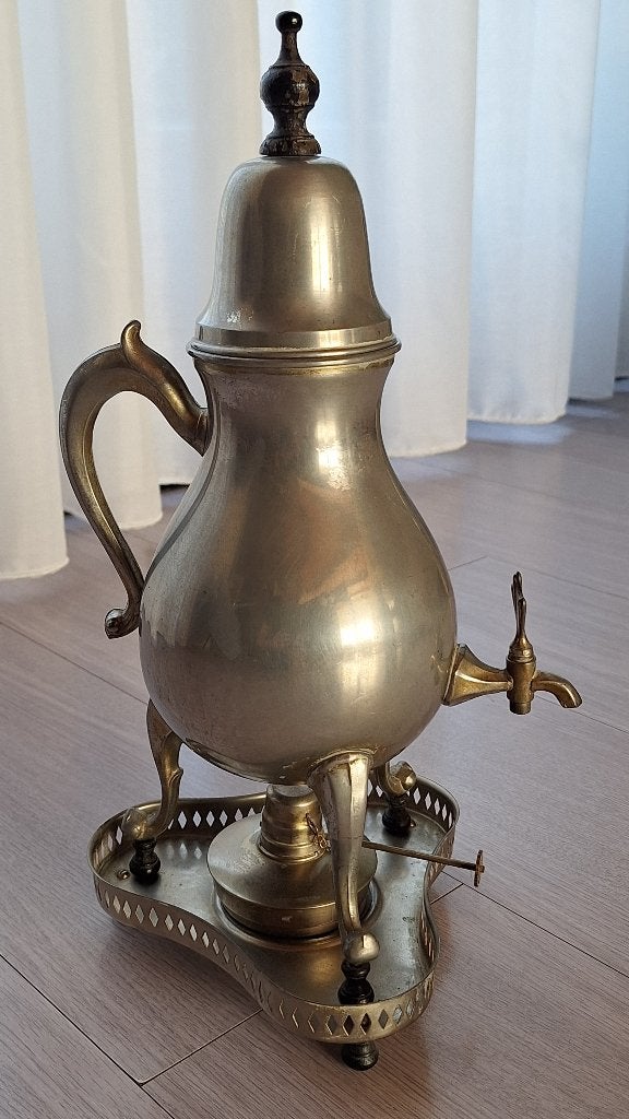 Te koop oude tinnen kraantjeskan met brander, Ophalen