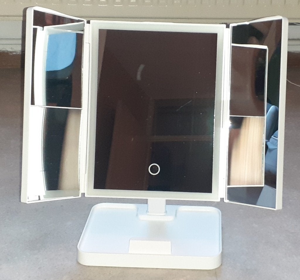 Moonie's driedelige make-up spiegel met Led verlichting, Gehele gezicht, Wit, Nieuw, Ophalen of Verzenden