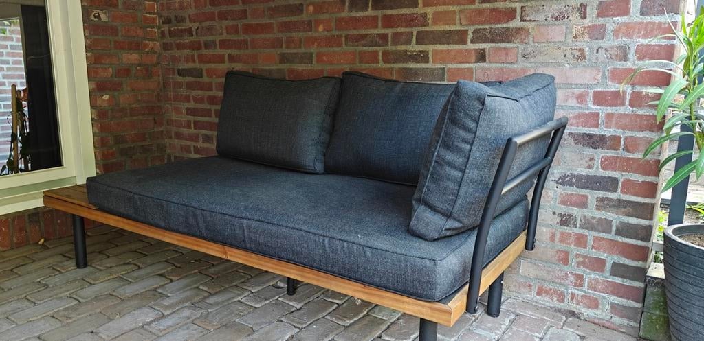 Lounge zit/ligbed met kussens, Tuin en Terras, Ophalen, Gebruikt, Hout