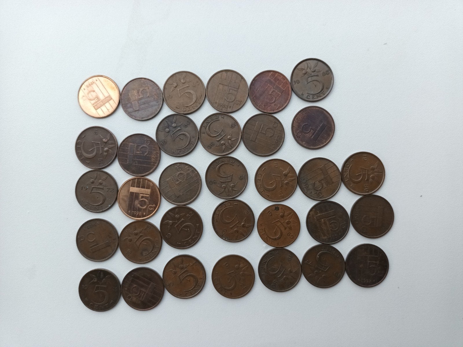 Setje van 30 Nederlandse 5 cent munten (1948-1980), Ophalen of Verzenden, Koningin Juliana, 5 cent, Setje