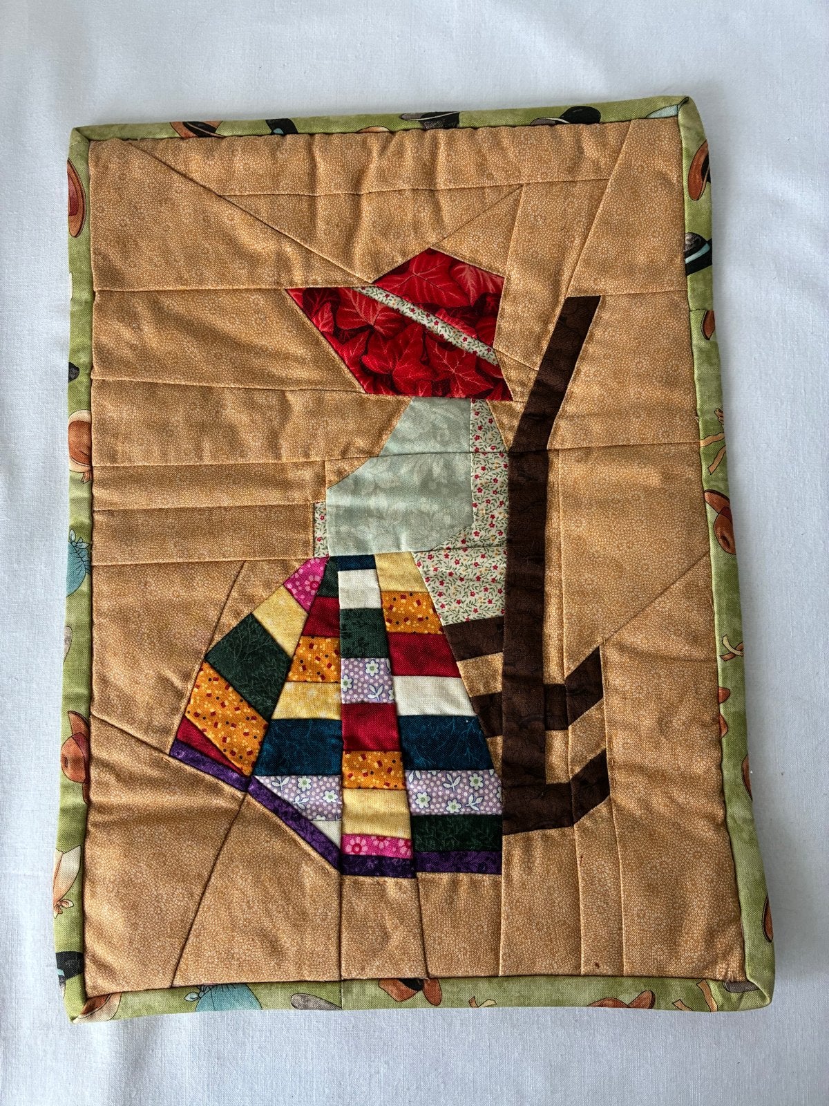 Handgemaakt wandkleed met boerin motief, Gebruikt, Meerkleurig, Ophalen of Verzenden, Landelijk