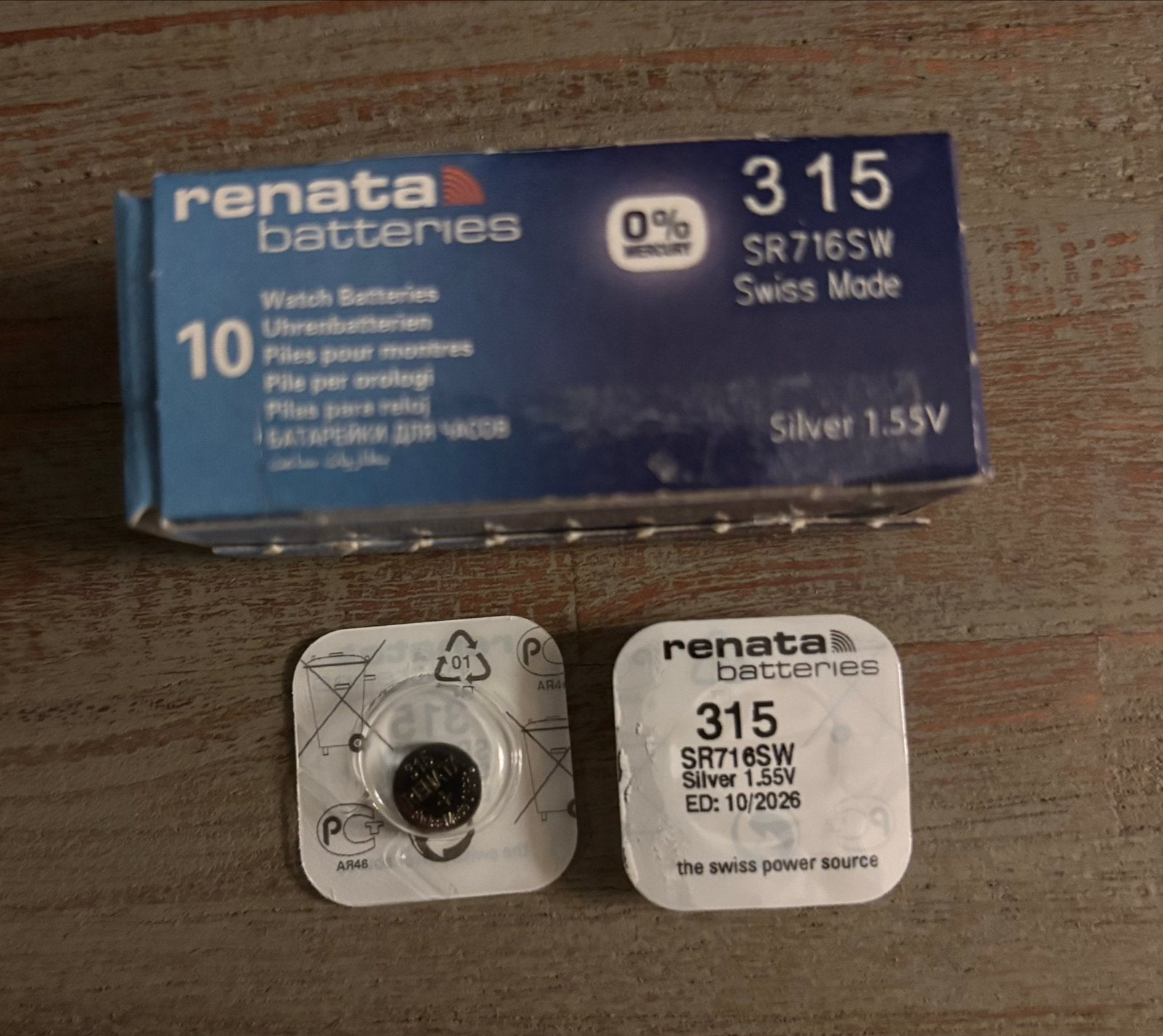 Renata 315 SR716SW Horlogebatterijen - 1.55V Zilver, Ophalen of Verzenden, Nieuw