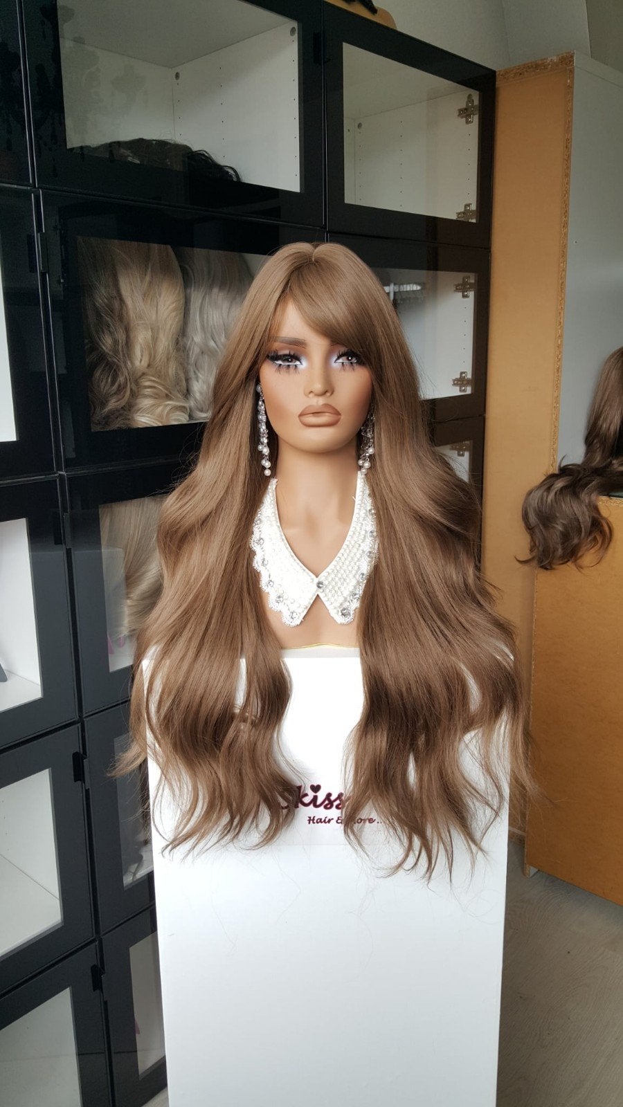 Pruik Pony/Lok: Gemêleerd midden bruin - Slag - Lang, Ophalen of Verzenden, Nieuw, Pruik of Haarverlenging