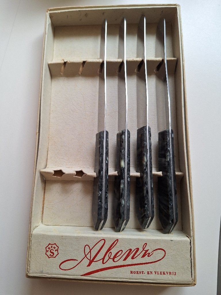 4 retro messen van Abenz, Huis en Inrichting, Keuken | Bestek, Los bestek, Ophalen of Verzenden, Zo goed als nieuw, Rvs of Chroom
