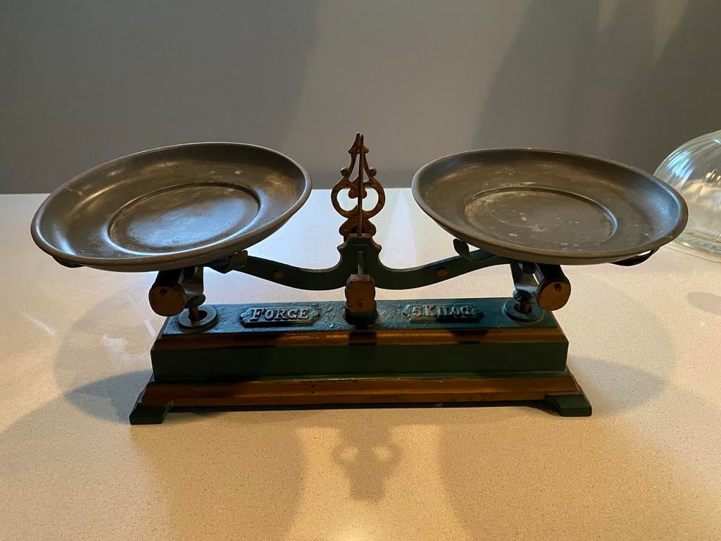 Antieke groene weegschaal, Antiek en Kunst, Ophalen