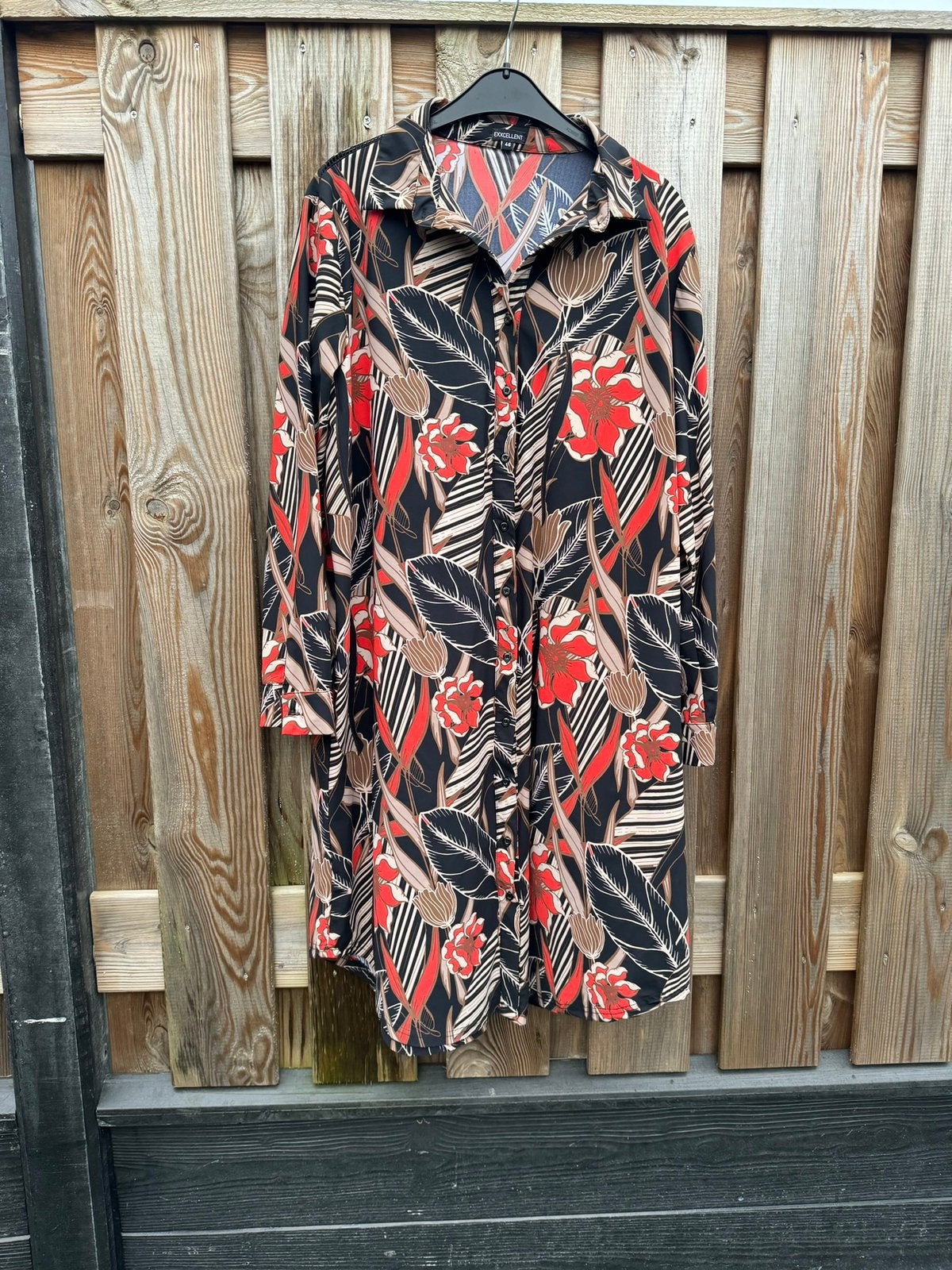 *Exxelent* Schitterende Travel Blousejurk mt 46, Kleding | Dames, Jurken, Exxelent, Meerkleurig, Maat 46/48 (XL) of groter, Ophalen of Verzenden