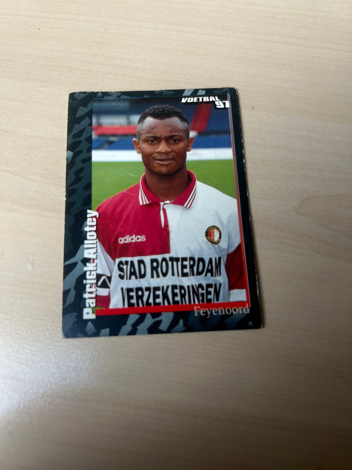 Voetbal 97 Panini Sticker Patrick Allotey Feyenoord, Ophalen of Verzenden, Zo goed als nieuw, Sport