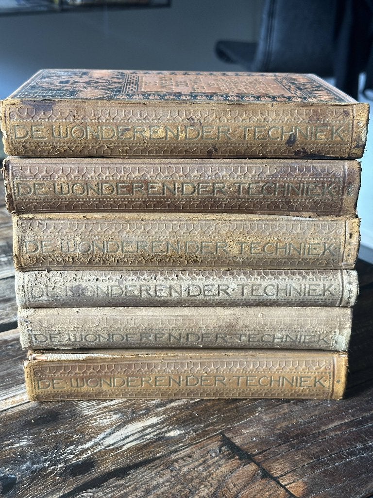 Complete 6-delige serie: De Wonderen der Techniek (ca. 1910), Antiek en Kunst, Ophalen of Verzenden, Diverse auteurs