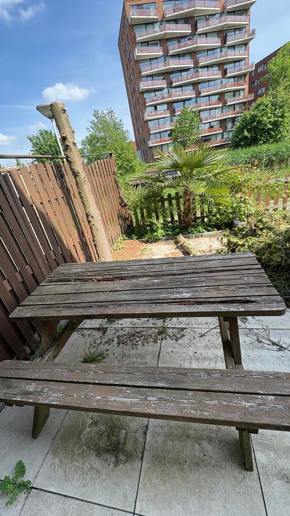Gratis op te halen: Houten picknicktafel, Ophalen of Verzenden, Gebruikt, Rechthoekig, Hout