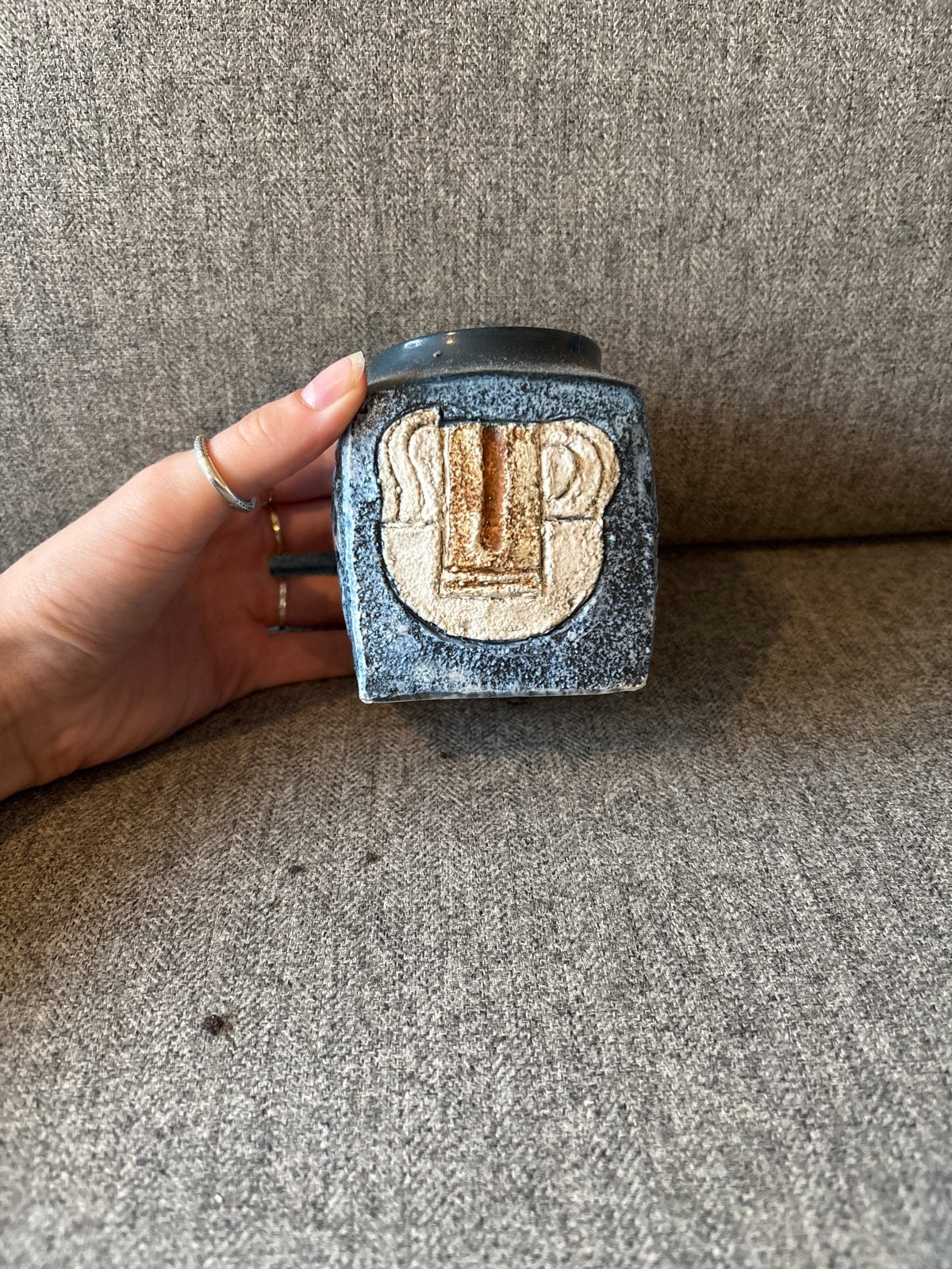 Unieke vintage Troika keramische vaas met gezicht, Ophalen of Verzenden