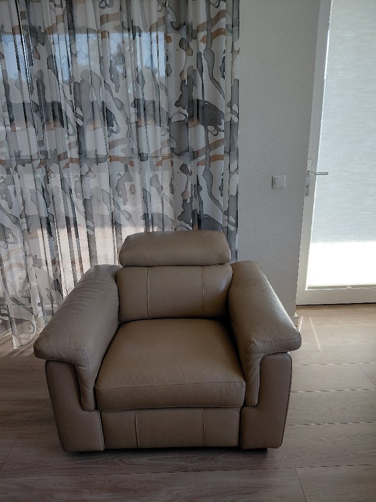 Fauteuil, Ophalen, Minder dan 75 cm, Leer, Zo goed als nieuw