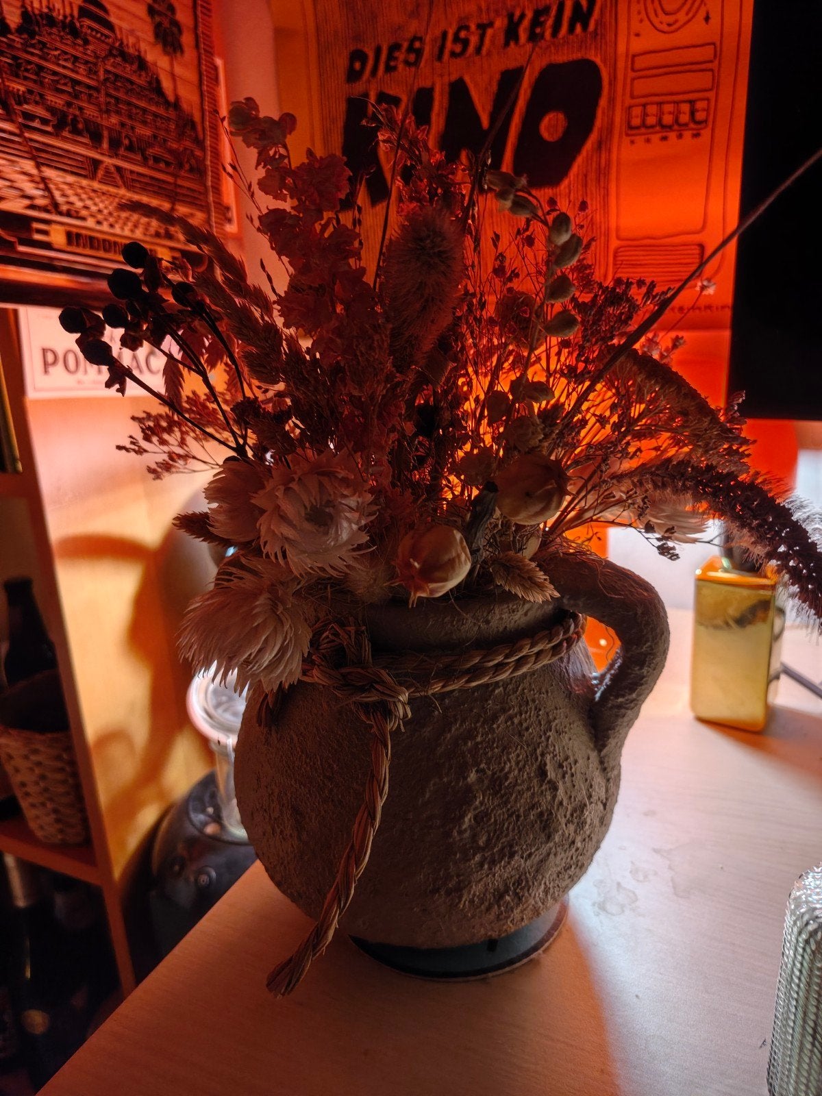 Decoratieve vaas droogbloemen cadeau, Ophalen, Bruin, Zo goed als nieuw, Handgemaakt