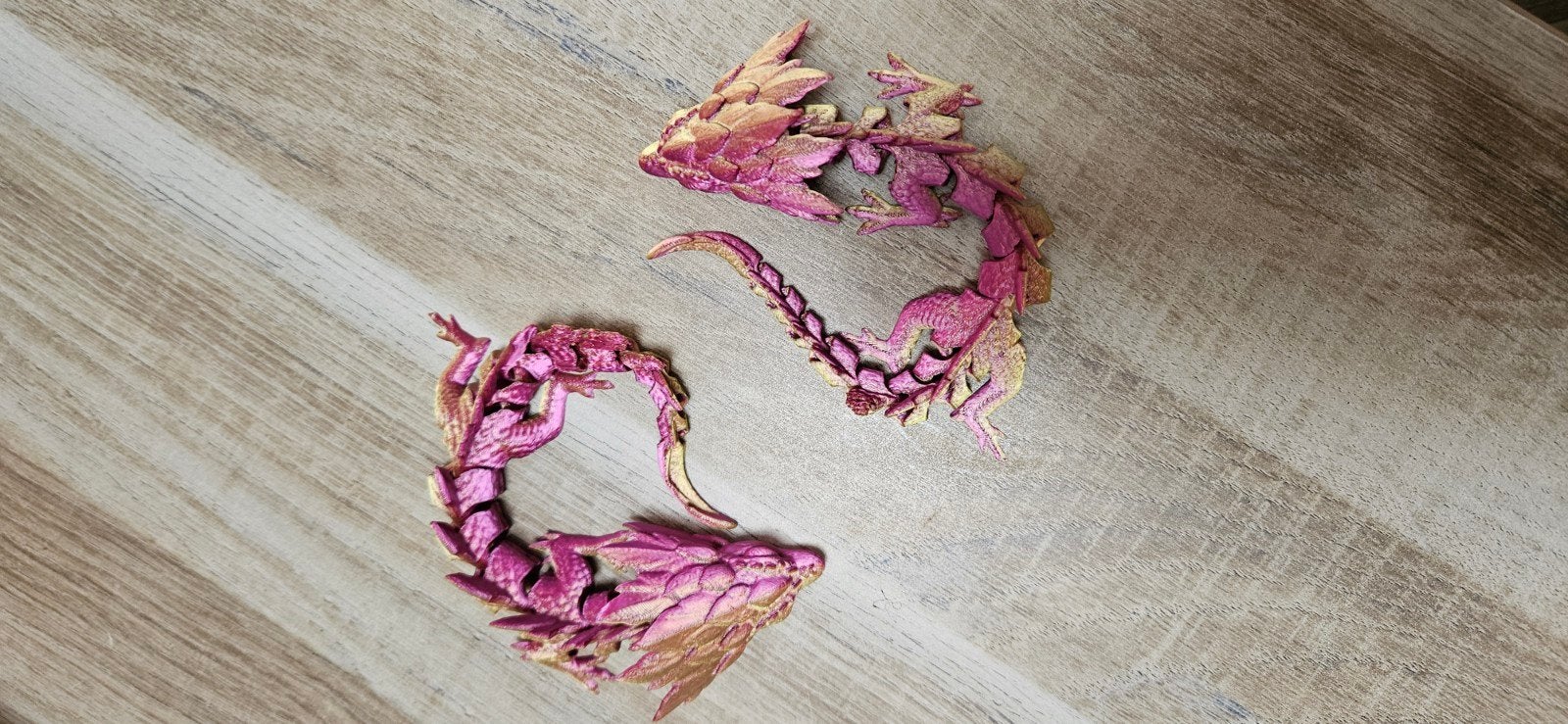Flexibele 3D-geprinte draken - Roze/Goud, Ophalen of Verzenden, Zo goed als nieuw