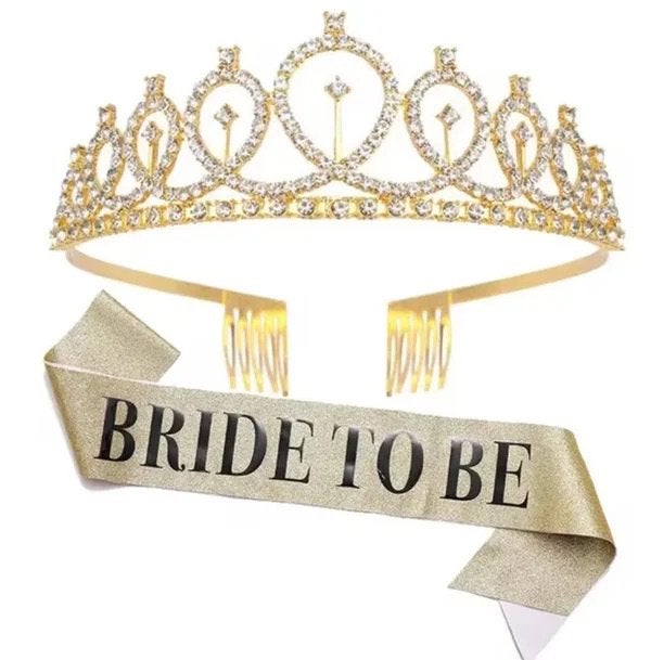 Diadeem en sjerp Bride to Be goud, Overige kleuren, Nieuw, Ophalen of Verzenden, Accessoires