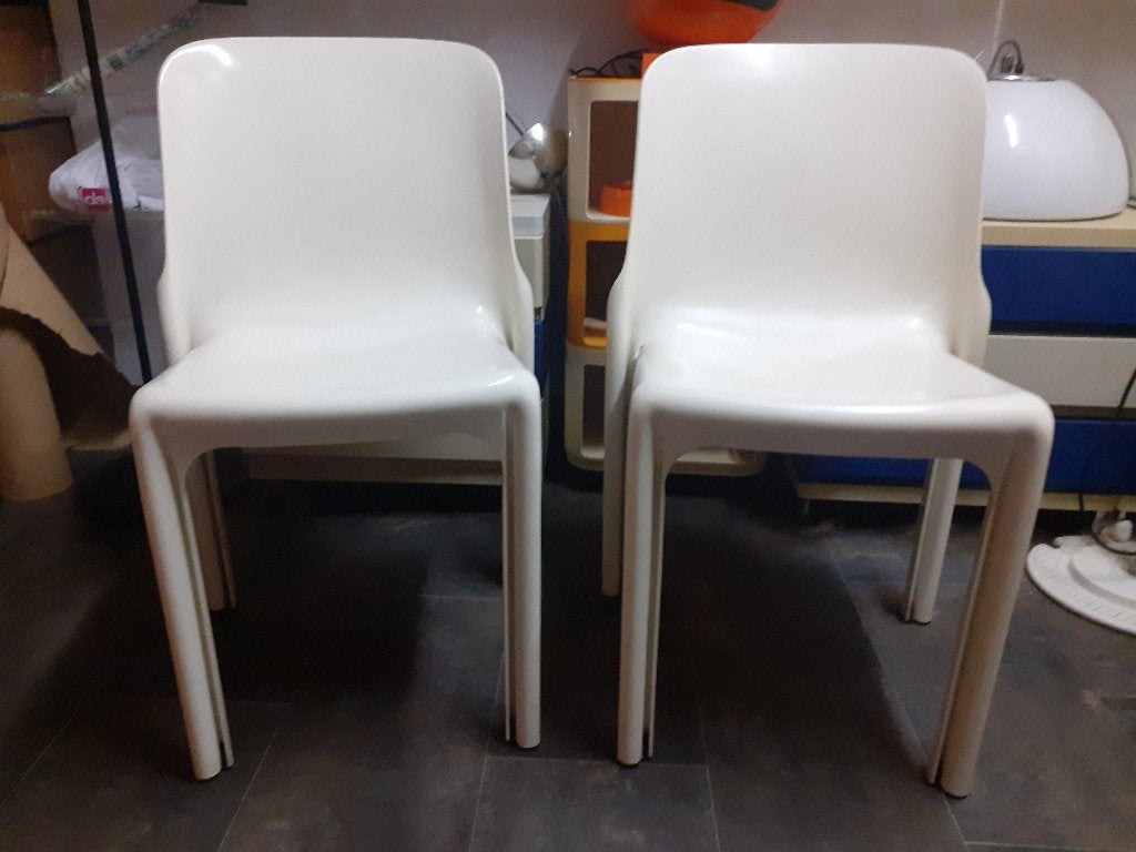 Selene stoel Magistretti space age design jaren 60 retro, Huis en Inrichting, Stoelen, Kunststof, Gebruikt, Wit, ?